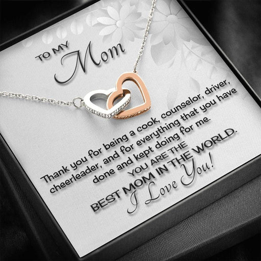 Interlocking Hearts Necklace Gift For Mom Thank You For Being A Cook