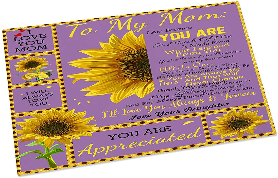 SUN-Shine Farm Sunflowers with Texts Welcome Doormats for Entrance Way, Happy Mother's Day Non-Slip Indoor Bath Rugs, Rubber Floor Door Mat Home Decor for Kitchen Bedroom Living Room Bathroom