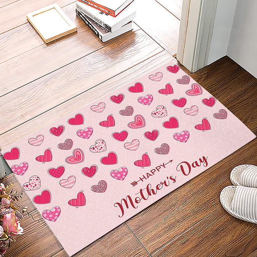 Xback Low-Profile Plush Doormats Absorbent Kitchen Door�Mat Happy Mothers Day Pink Red Colorful Love Hearts Cute Polka Dot Floor Rug for Living Room, Bathroom and Stand-up Desks Entryway Carpet