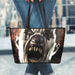 Halloween Clown Print Leather Tote Bag