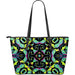 Ornament Psychedelic Trippy Print Leather Tote Bag