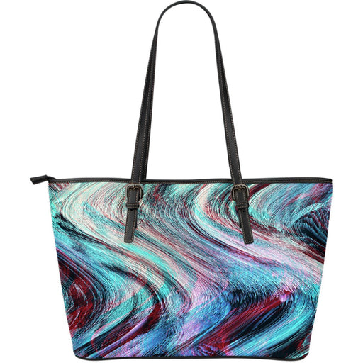 Smoke Psychedelic Trippy Print Leather Tote Bag