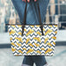 Zigzag Pizza Pattern Print Leather Tote Bag