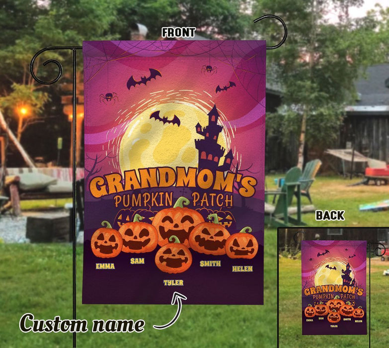 Personalized Halloween Family Grandmom'S Colorblock Flag Outdoor Decoration