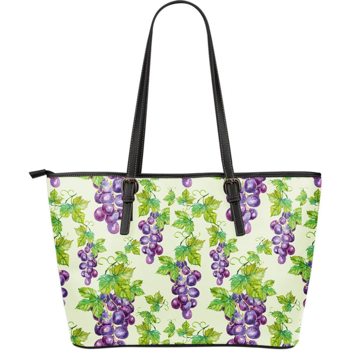Wine Grape Print Pattern Leather Tote Bag Gift For Mom Mother's Day Gift Ideas
