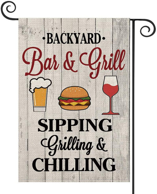 Backyard Bar And Grill Wine Beer Flag Gift For Beverage Lovers