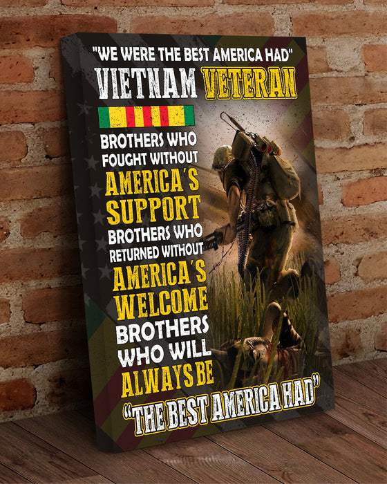 Veteran The Best America Had For Vietnam Veteran Us Flag Canvas Wall Art For Soldier Veterans Memorial's Day Gift Ideas