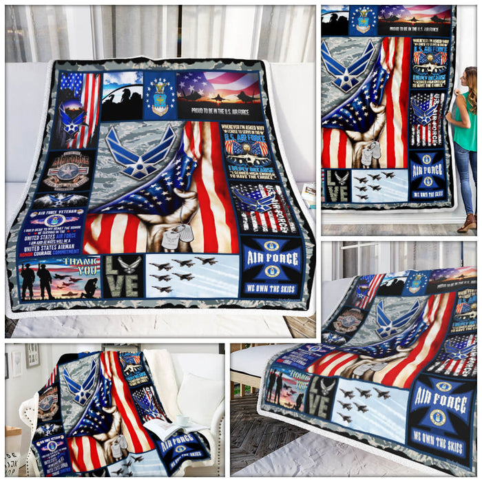 Air Force Veteran. United Sates Air Force Fleece Blanket For Soldier Veterans Memorial's Day Gift Ideas