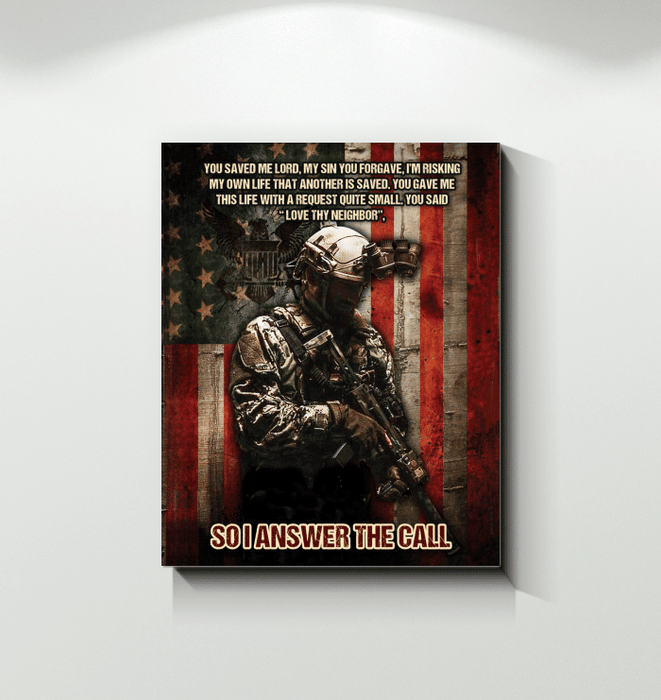 Veteran You Saved Me Lord My Sin You Forgave Canvas Wall Art For Soldier Veterans Memorial's Day Gift Ideas