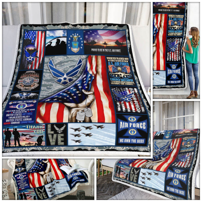 Air Force Veteran. United Sates Air Force Fleece Blanket For Soldier Veterans Memorial's Day Gift Ideas