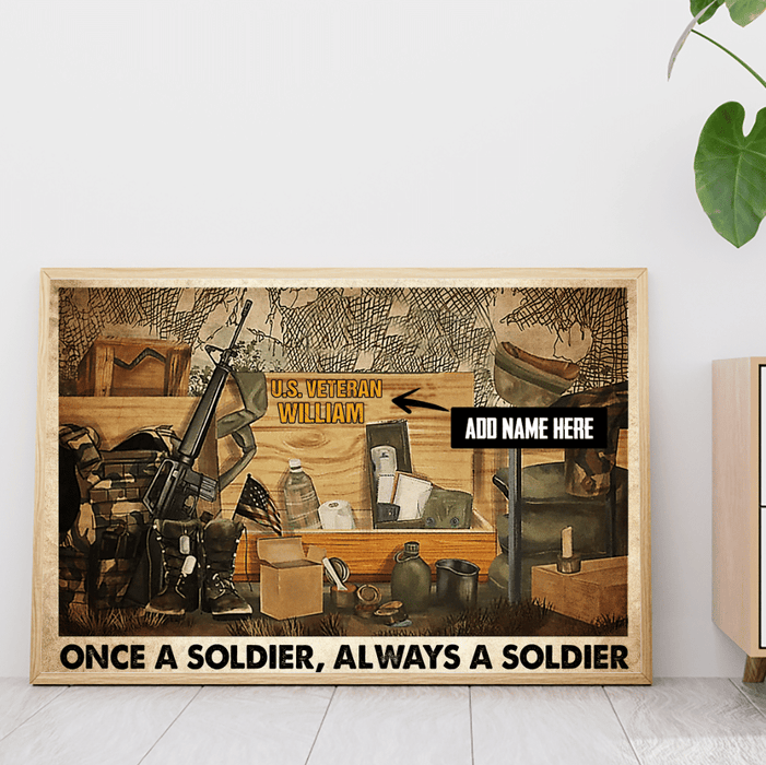 Veteran Personalized Once A Soldier Always A Soldier Canvas Wall Art For Soldier Veterans Memorial's Day Gift Ideas