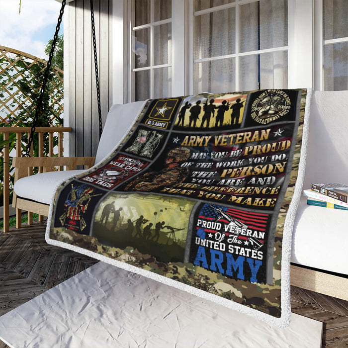 Army Veteran - May you be Proud Fleece Blanket For Soldier Veterans Memorial's Day Gift Ideas
