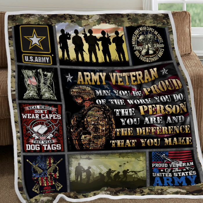 Army Veteran - May you be Proud Fleece Blanket For Soldier Veterans Memorial's Day Gift Ideas