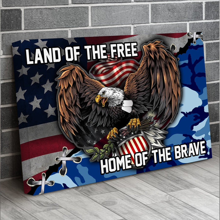 Veteran Home Of The Brave Patriotism Navy Veteran Us Veteran Canvas Wall Art For Soldier Veterans Memorial's Day Gift Ideas