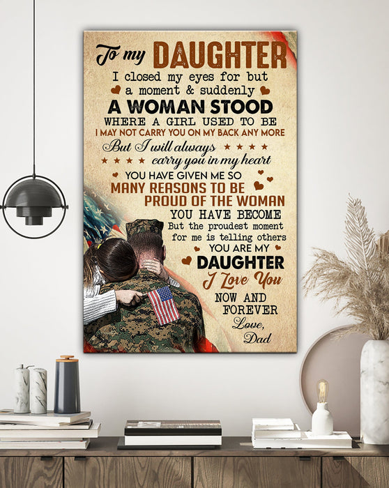 Veteran You'Re My Daughter Canvas Wall Art For Soldier Veterans Memorial's Day Gift Ideas
