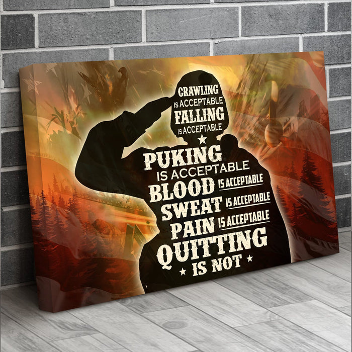 Veteran Quiting Is Not Acceptable Us Military Canvas Wall Art For Soldier Veterans Memorial's Day Gift Ideas