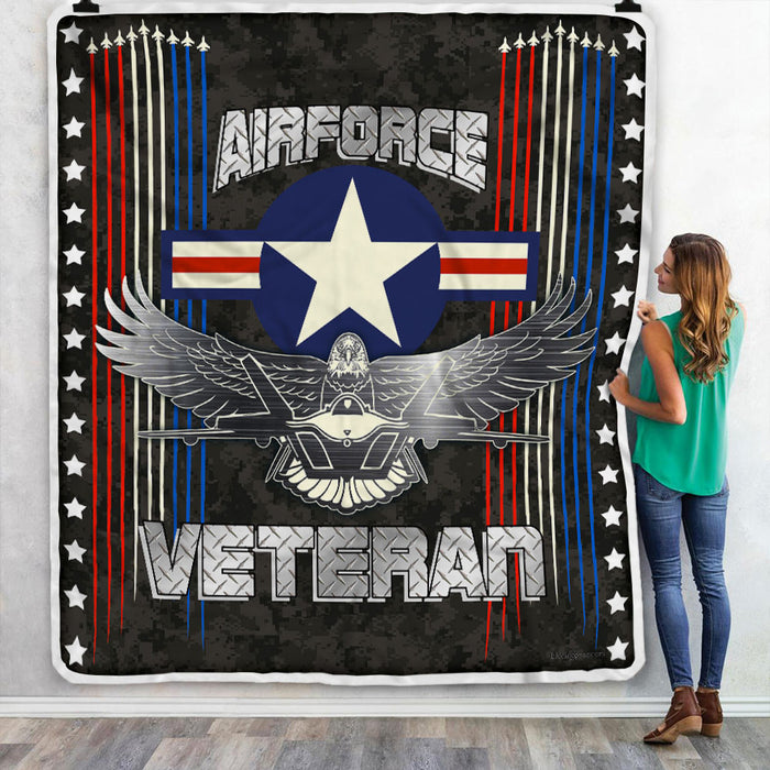 Air Force Veteran American  Fleece Blanket For Soldier Veterans Memorial's Day Gift Ideas