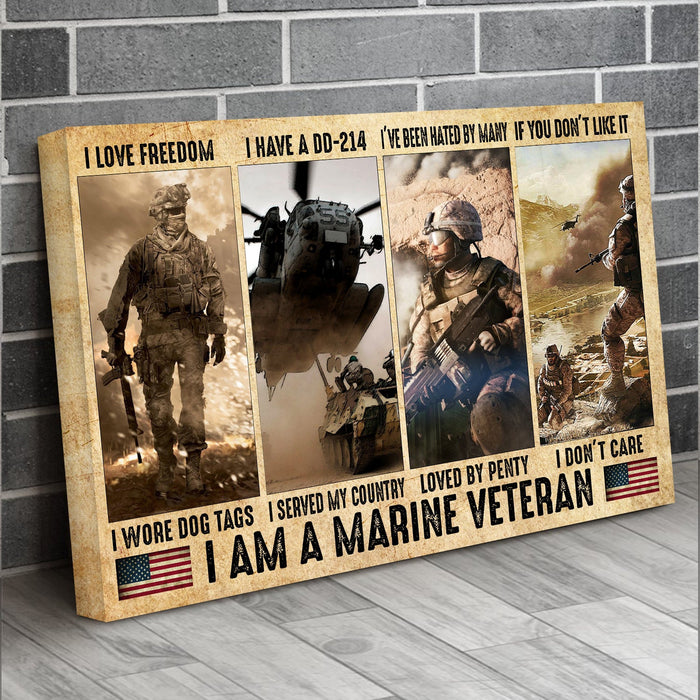 Veteran I'M An Marine Veteran Us Canvas Wall Art For Soldier Veterans Memorial's Day Gift Ideas