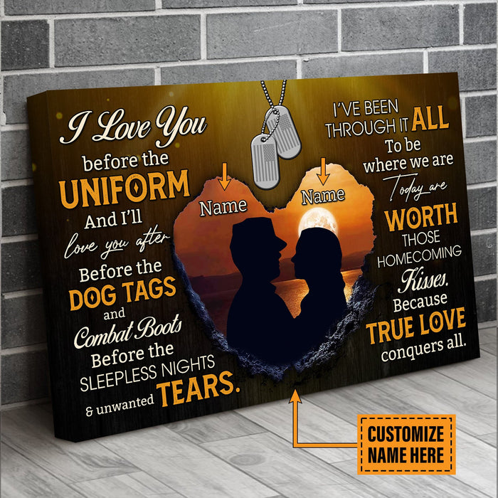 Veteran True Love Conquer All Us Army For Him Reunion Day Canvas Wall Art For Soldier Veterans Memorial's Day Gift Ideas