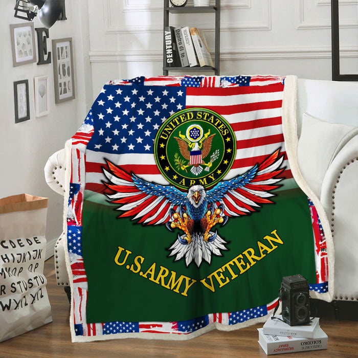 U.S. Army Veteran Fleece Blanket For Soldier Veterans Memorial's Day Gift Ideas