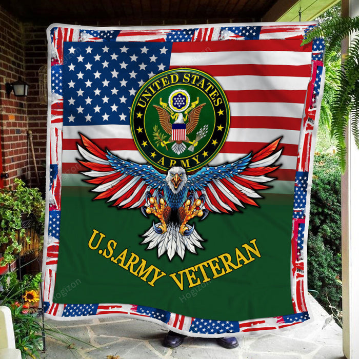 U.S. Army Veteran Fleece Blanket For Soldier Veterans Memorial's Day Gift Ideas