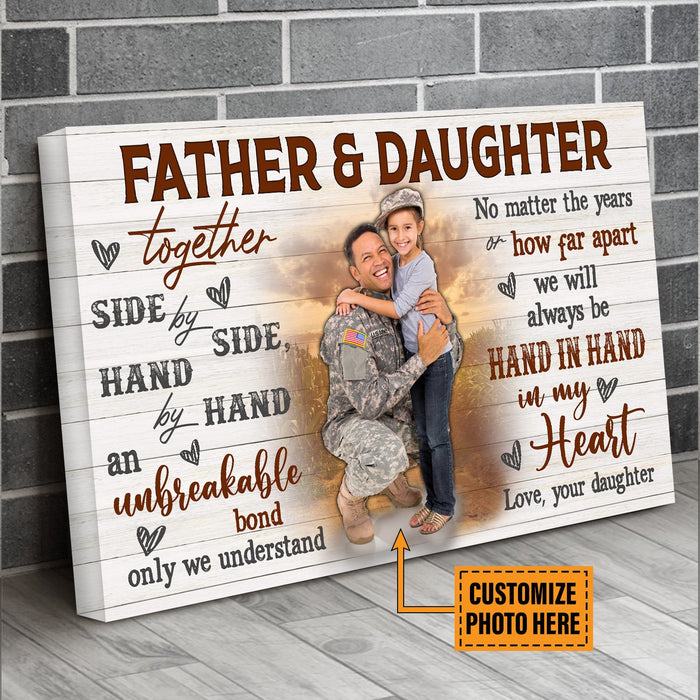 Veteran Personalized Father Daughter Together Meaningful Us Military Canvas Wall Art For Soldier Veterans Memorial's Day Gift Ideas