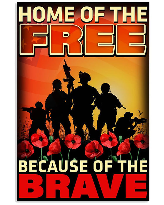 Veteran Home Of The Free Because Of The Brave Canvas Wall Art For Soldier Veterans Memorial's Day Gift Ideas