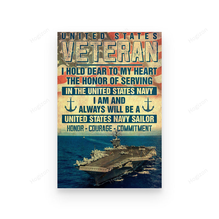 Veteran United State Veteran Hold Dear My Heart Canvas Wall Art For Soldier Veterans Memorial's Day Gift Ideas