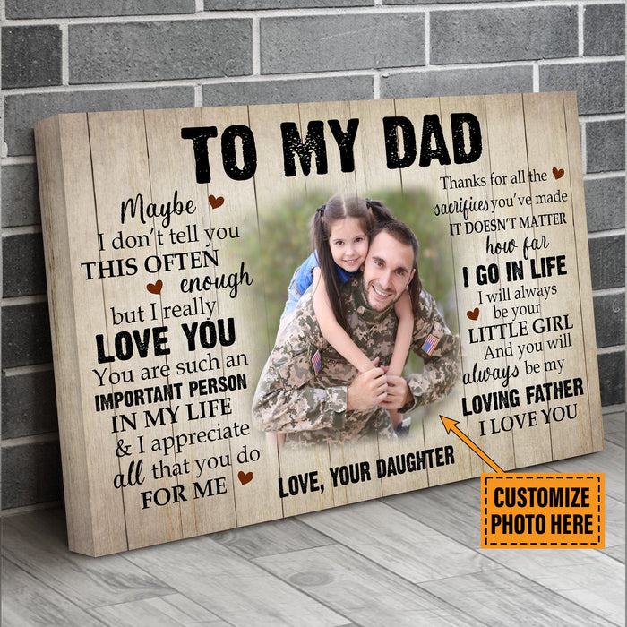 Veteran Personalized Father Important Person Daughter Meaningful Us Military Canvas Wall Art For Soldier Veterans Memorial's Day Gift Ideas