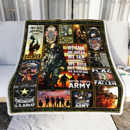 United States Army. We Rise, We Heal, We Overcome Fleece Blanket For Soldier Veterans Memorial's Day Gift Ideas