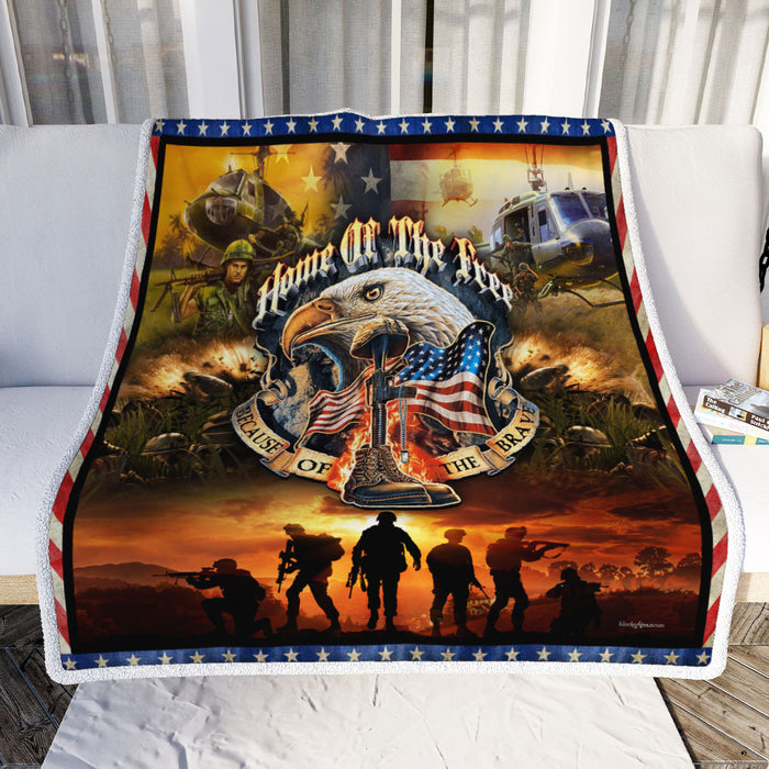Veteran Home Of The Free Because Of The Brave Fleece Blanket For Soldier Veterans Memorial's Day Gift Ideas
