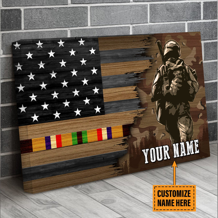 Veteran Personalize Us Flag Desert Storm Veteran Us Veteran For Him Canvas Wall Art For Soldier Veterans Memorial's Day Gift Ideas