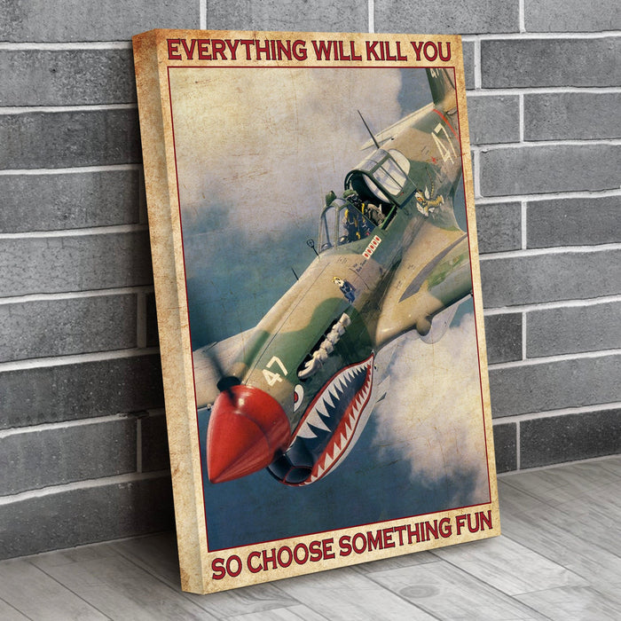 Veteran Everything Will Kill You Air Force Us Military Us Flag Canvas Wall Art For Soldier Veterans Memorial's Day Gift Ideas