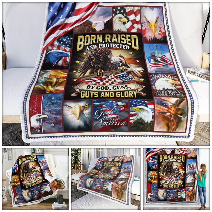 Proud American Patriot. Eagle Fleece Blanket For Soldier Veterans Memorial's Day Gift Ideas