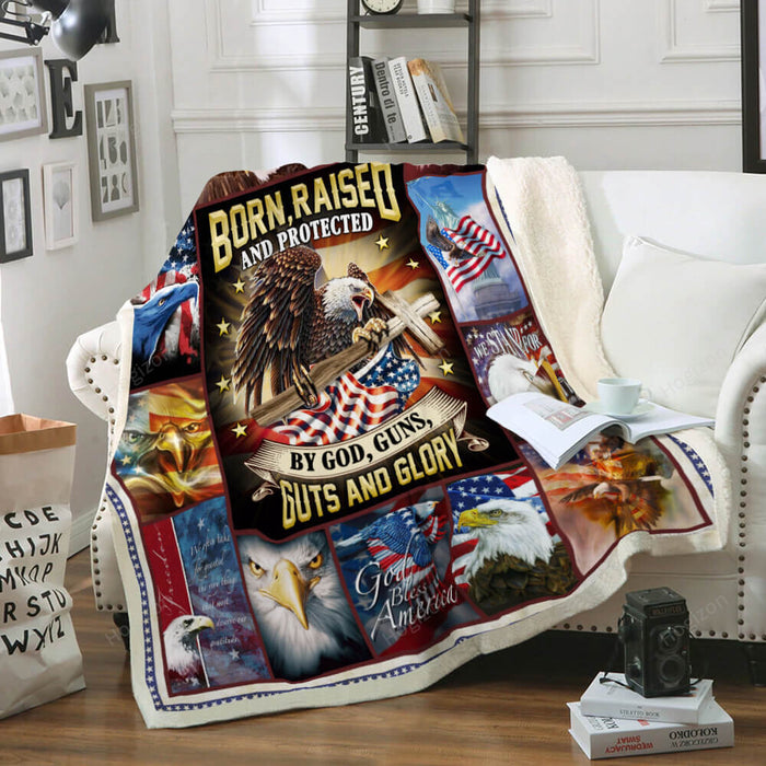 Proud American Patriot. Eagle Fleece Blanket For Soldier Veterans Memorial's Day Gift Ideas
