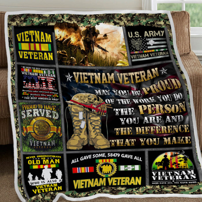 Viet Nam Veteran - May you be Proud Fleece Blanket For Soldier Veterans Memorial's Day Gift Ideas