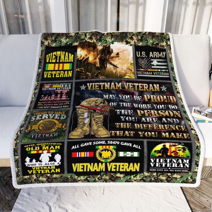Viet Nam Veteran - May you be Proud Fleece Blanket For Soldier Veterans Memorial's Day Gift Ideas