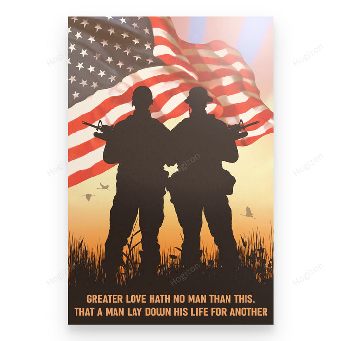 Veteran Greater Love Hath No Man Than This Canvas Wall Art For Soldier Veterans Memorial's Day Gift Ideas