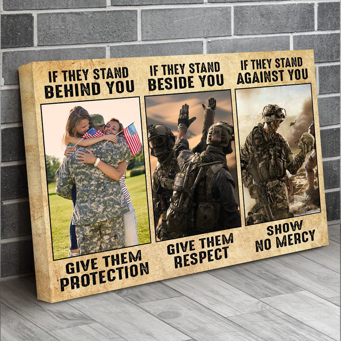 Veteran Peace Respect No Mercy Memorial Day Us Canvas Wall Art For Soldier Veterans Memorial's Day Gift Ideas