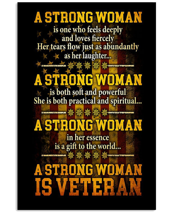 Veteran Strong Woman Is One Feels Deeply Canvas Wall Art For Soldier Veterans Memorial's Day Gift Ideas