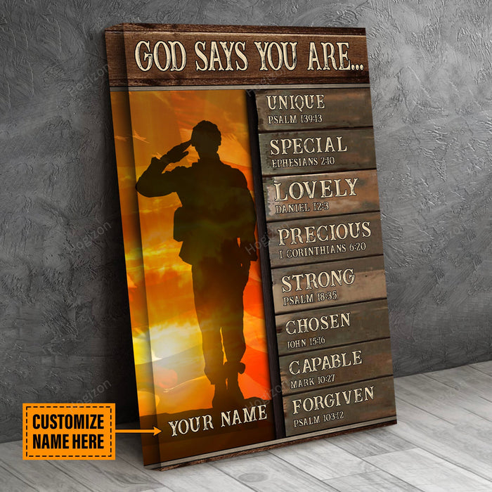 Veteran God Say You Are Canvas Wall Art For Soldier Veterans Memorial's Day Gift Ideas