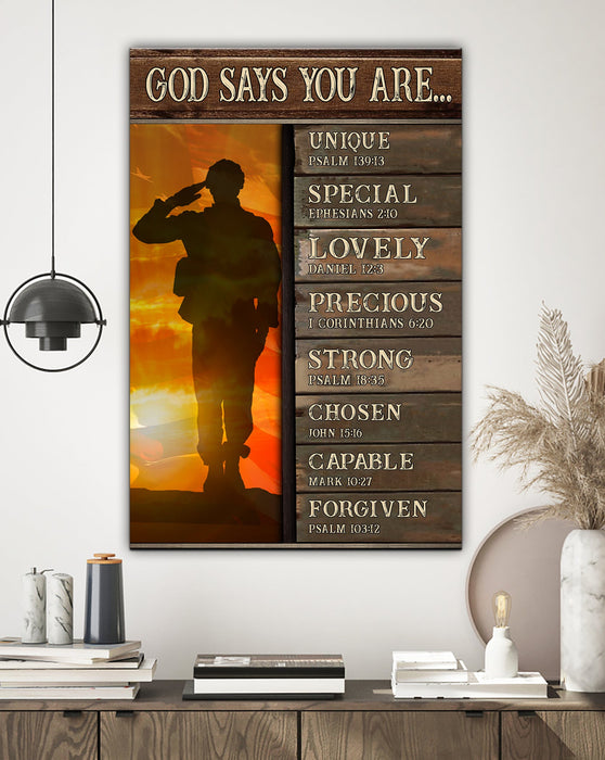 Veteran God Say You Are Canvas Wall Art For Soldier Veterans Memorial's Day Gift Ideas