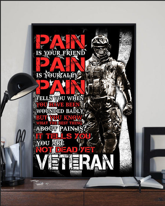 Veteran Pain Is Your Friend Your Ally Canvas Wall Art For Soldier Veterans Memorial's Day Gift Ideas
