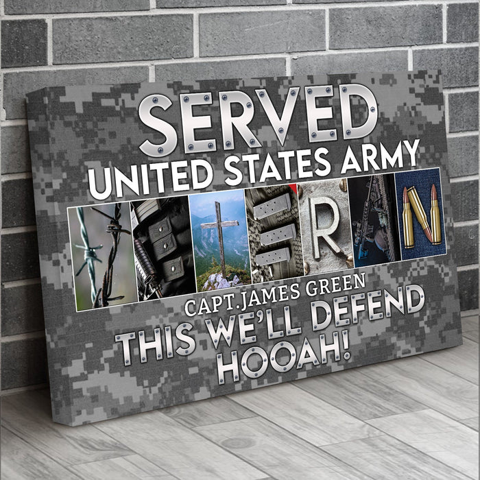 Veteran This We'Ll Defend Hooah Us Army Canvas Wall Art For Soldier Veterans Memorial's Day Gift Ideas