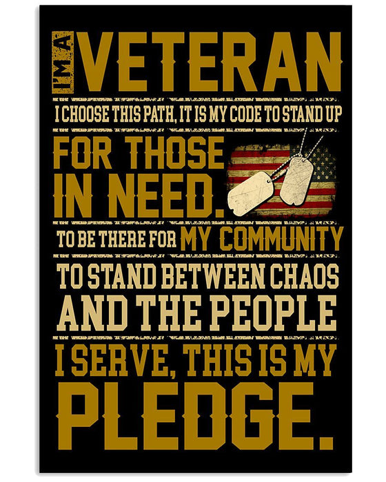 Veteran I Choose This Path It Is My Code To Stand Up Canvas Wall Art For Soldier Veterans Memorial's Day Gift Ideas