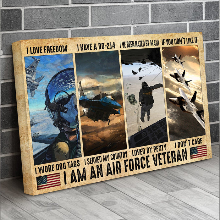 Veteran I'M An Air Force Veteran Us Canvas Wall Art For Soldier Veterans Memorial's Day Gift Ideas