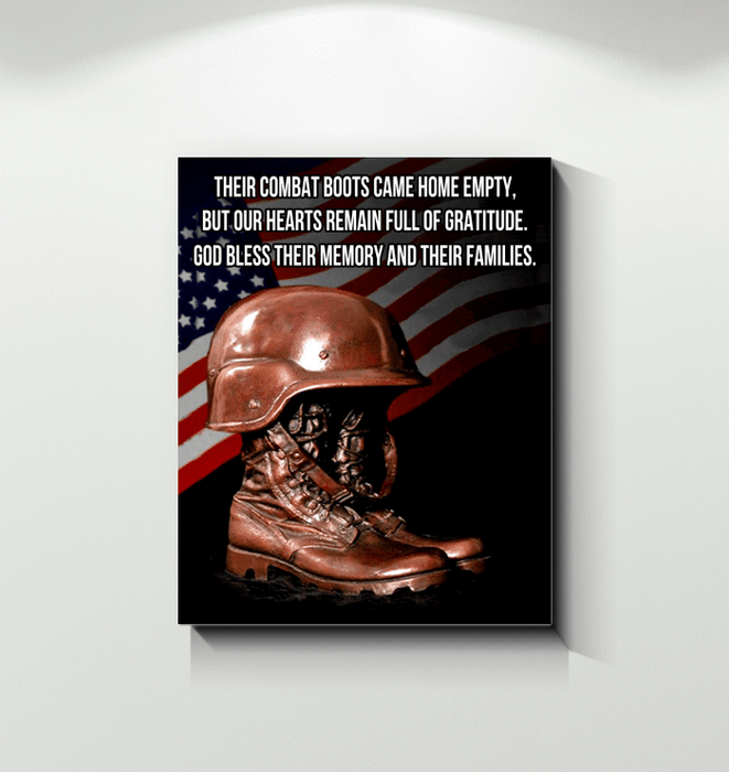 Veteran Their Combat Boots Came Home Empty Canvas Wall Art For Soldier Veterans Memorial's Day Gift Ideas