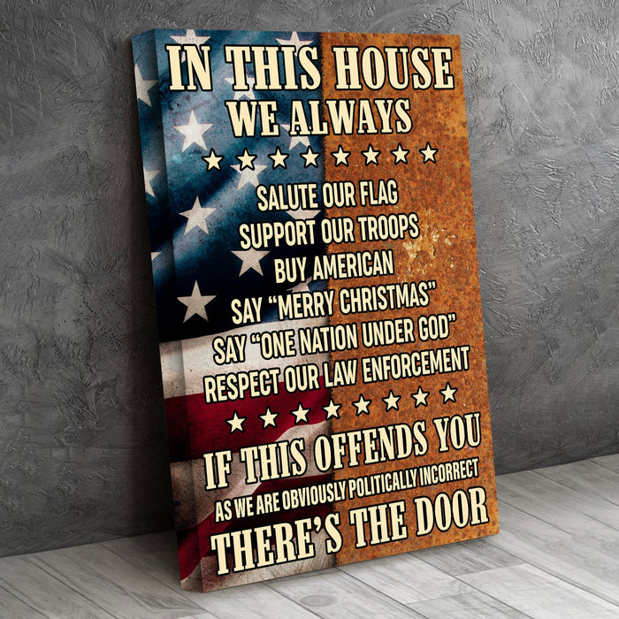 Veteran In This House We Salute Our Flag Us Soldier Canvas Wall Art For Soldier Veterans Memorial's Day Gift Ideas