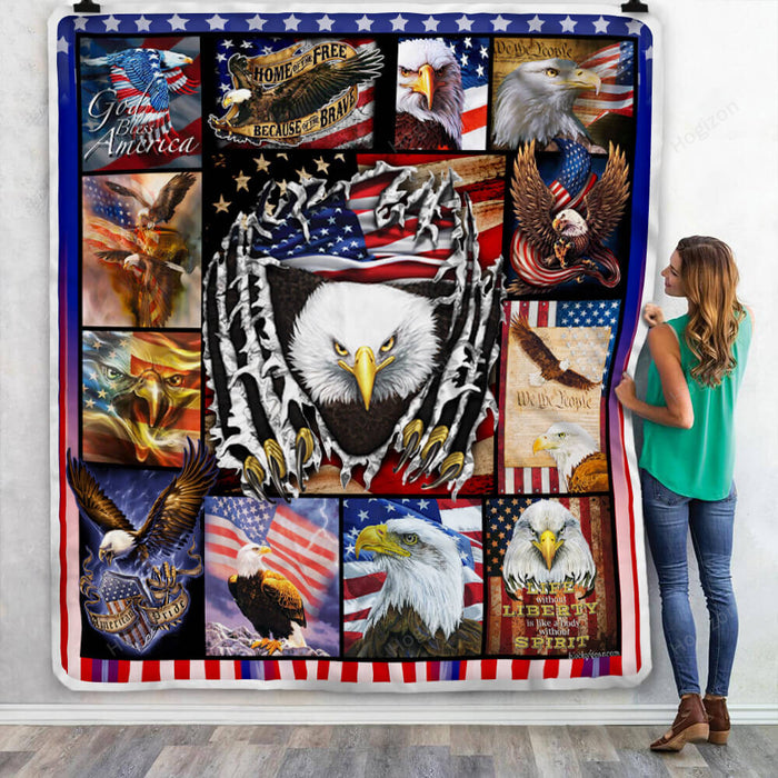 Eagle. American Pride. God Bless America Fleece Blanket For Soldier Veterans Memorial's Day Gift Ideas