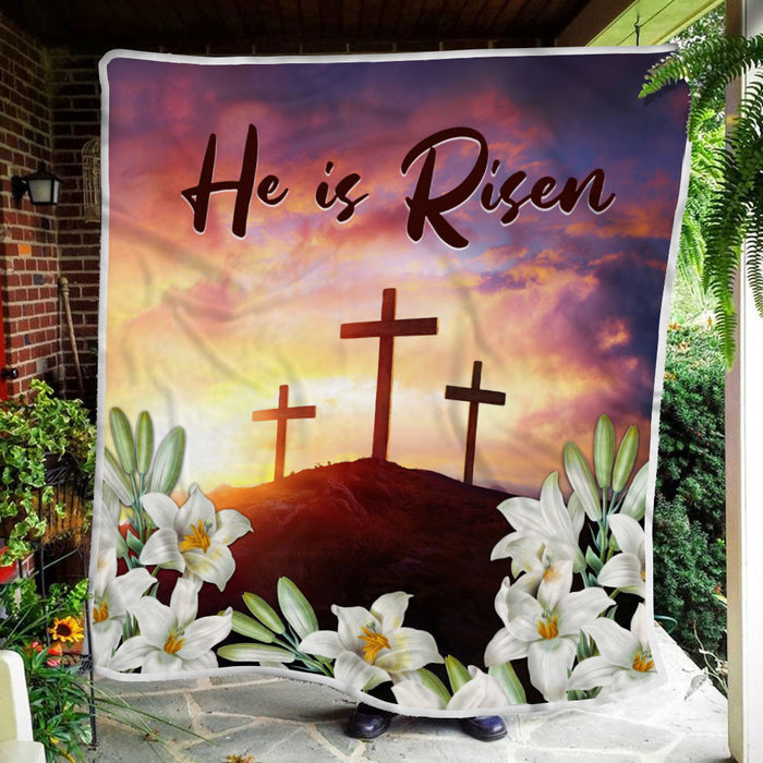 He Is Risen - Jesus Fleece Blanket For Soldier Veterans Memorial's Day Gift Ideas